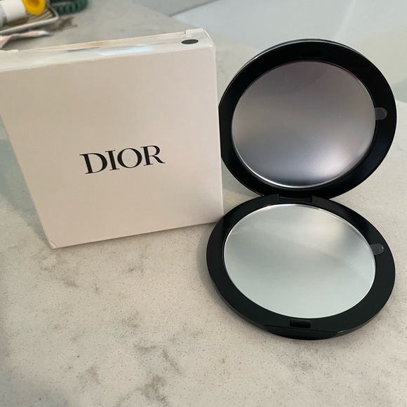 Dior Black Compact Plush Mirror with Silver Emblem - Picture 2 of 4